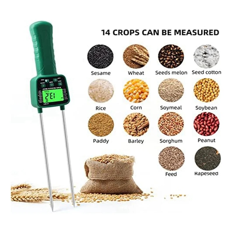 1 PCS Hay Moisture Tester Portable Hay Moisture Meter With LCD Display For Cereal Straw,Soybean