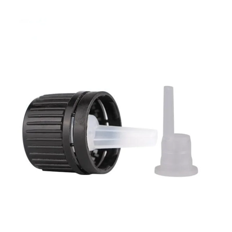 

18mm Plastic Black White Tamper Evident Lid with Dropper/insert Dropper Anti-theft Cap with Plug for Essential Oil Bottle