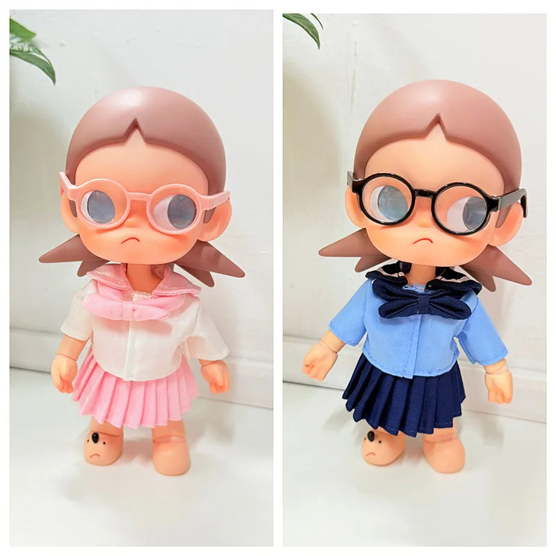 2025 Hot Sale Movable Doll Clothes 20cm Cute Student Skirt Fashion BJD Doll Clothes Ocean Breeze Style with Funny Glasses