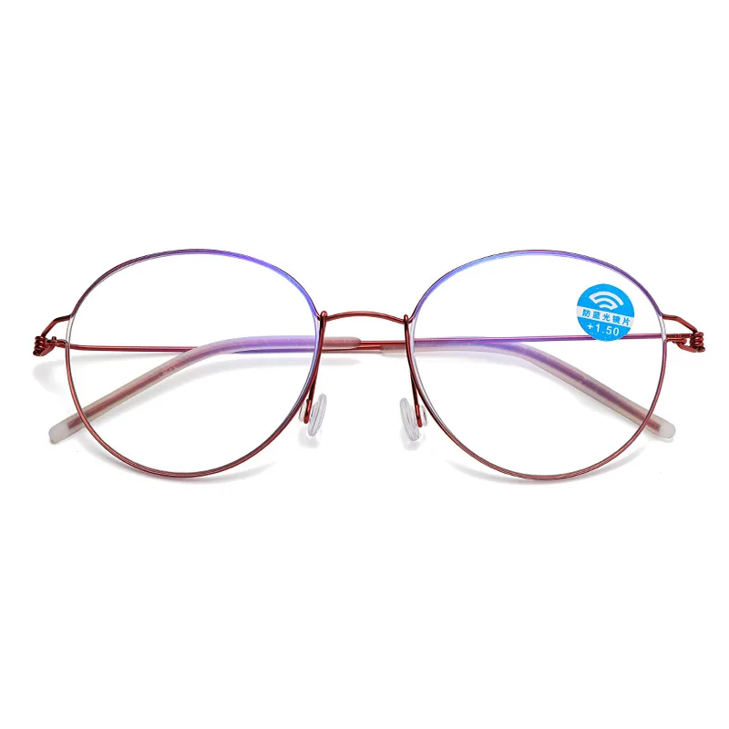 Vintage Anti-blue Men Women Round Screwless Reading Glasses 1.50 Ultralight Anti-fatigue Magnifier