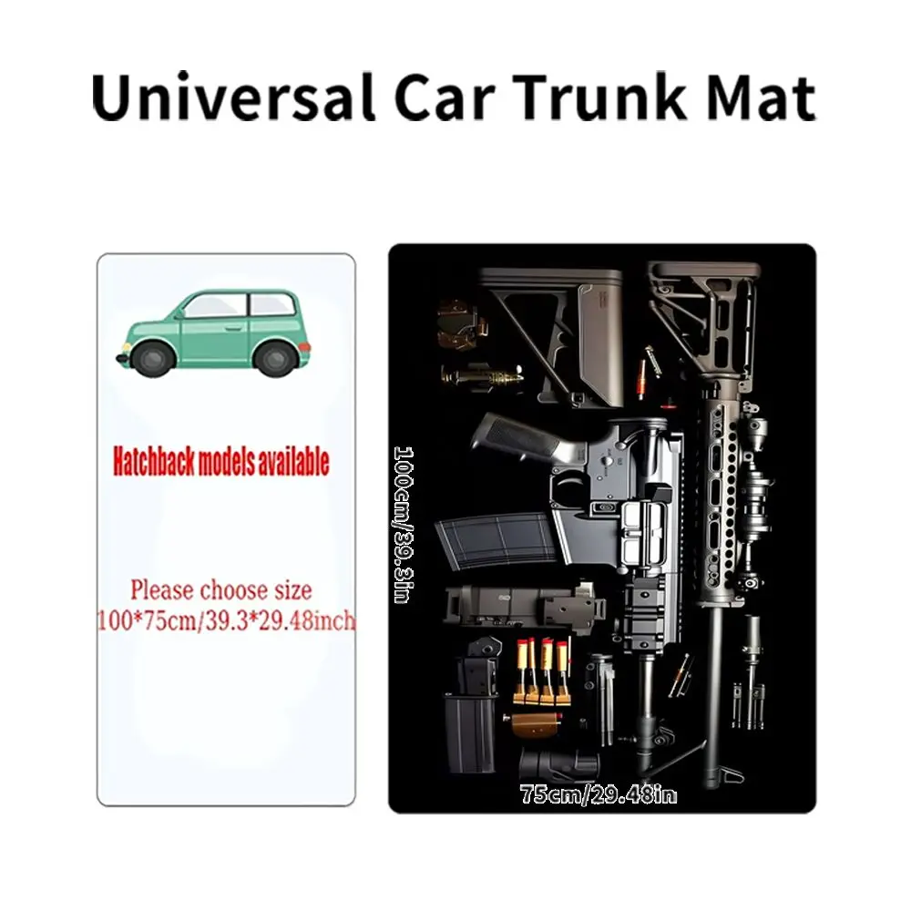 1pcs Car Trunk Mat With Rifle Gun Print Universal Durable Liner Easy Clean All-Season Auto Liner Interior Accessories For SUVs view 6
