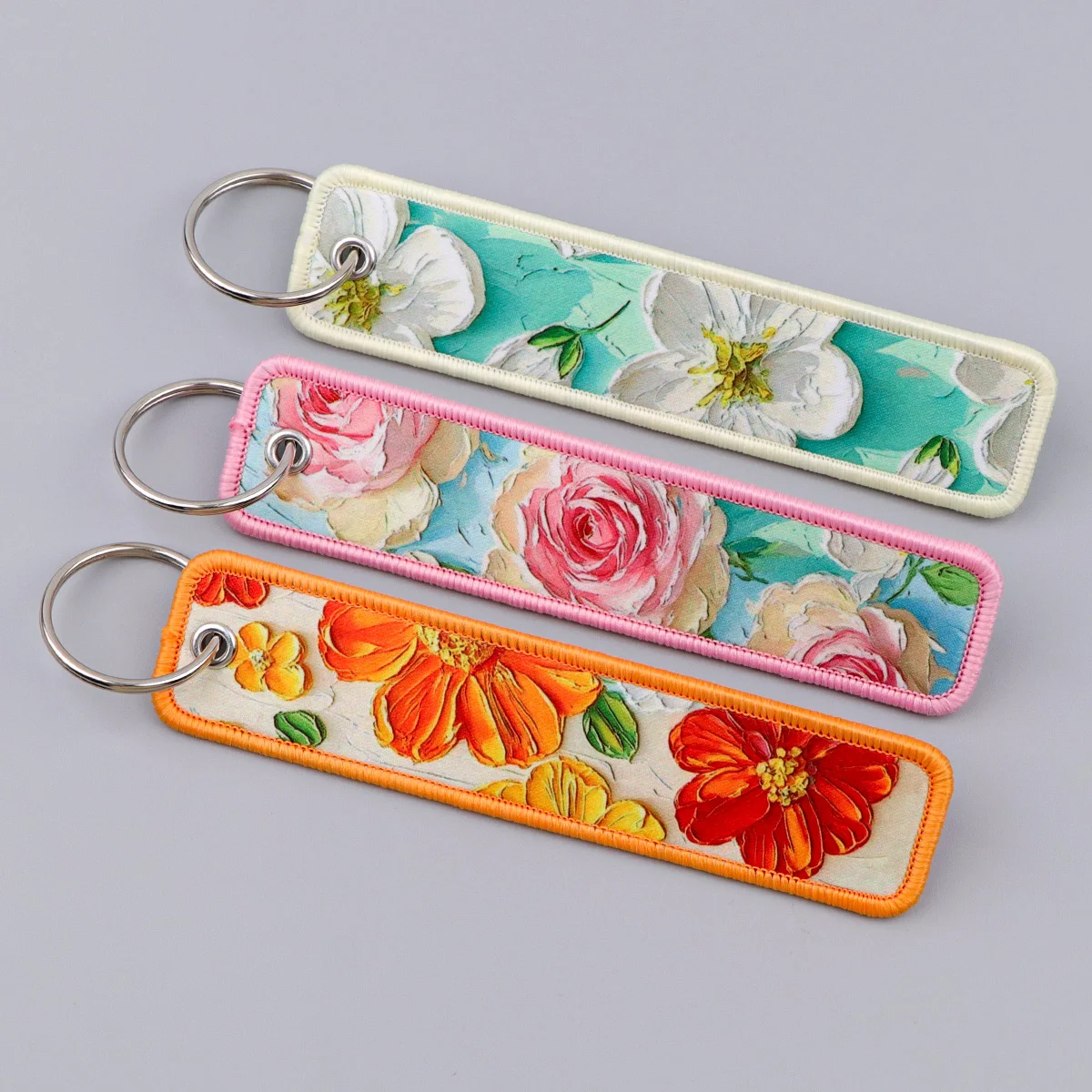 Oil Painting Flower Print Embr - Embroidery Rose ulasan dan harga