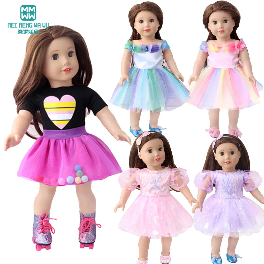 Kleidung für Puppe Pailletten Kleid Schuhe passen 43-45cm Babys pielzeug neugeborene Puppe und amerikanische Puppe Accessoires Mädchen Geschenk