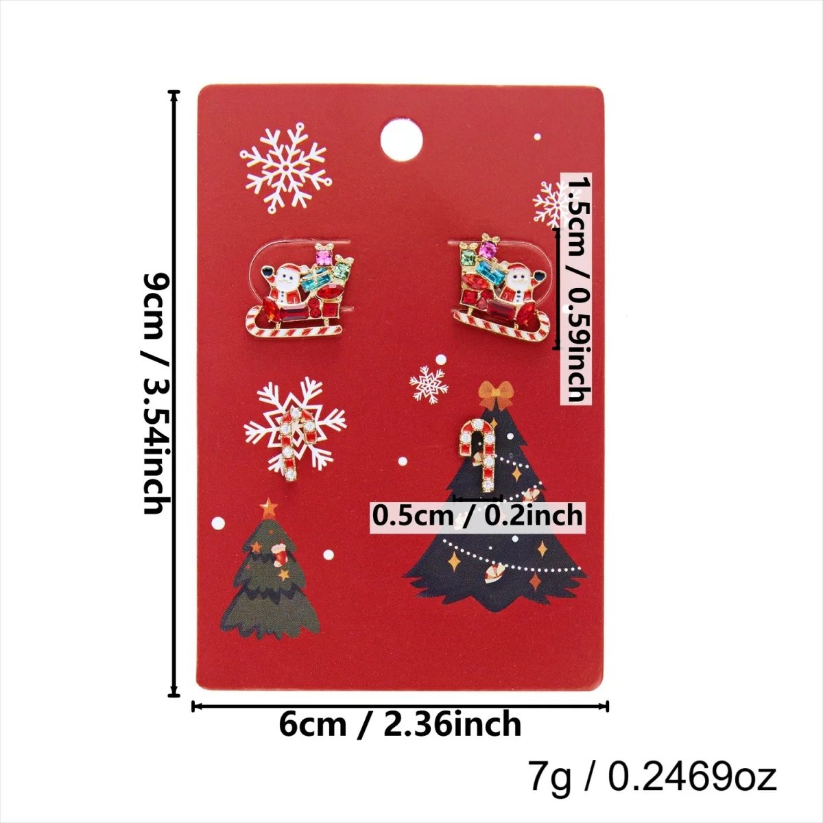 2 Paar/Set Weihnachtsbaum-Schleifen-Hirsch-Ohrstecker für Damen, niedliche Lebkuchenmann-Weihnachtsmann-Schlitten-Krücken-Ohrringe, Schmuck – Detail 40