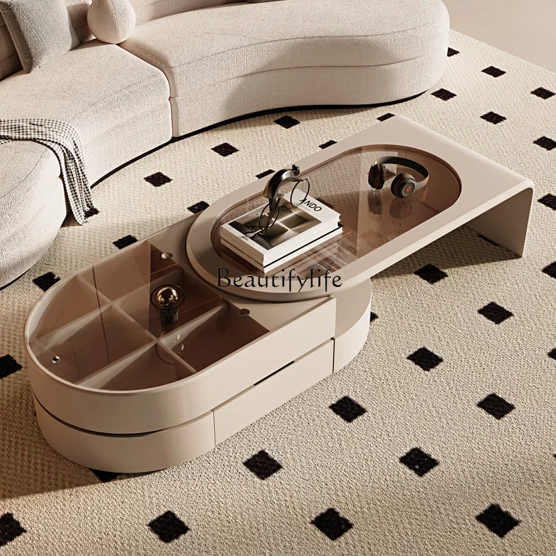 

Italian minimalist coffee table high-end household small apartment table retractable side table