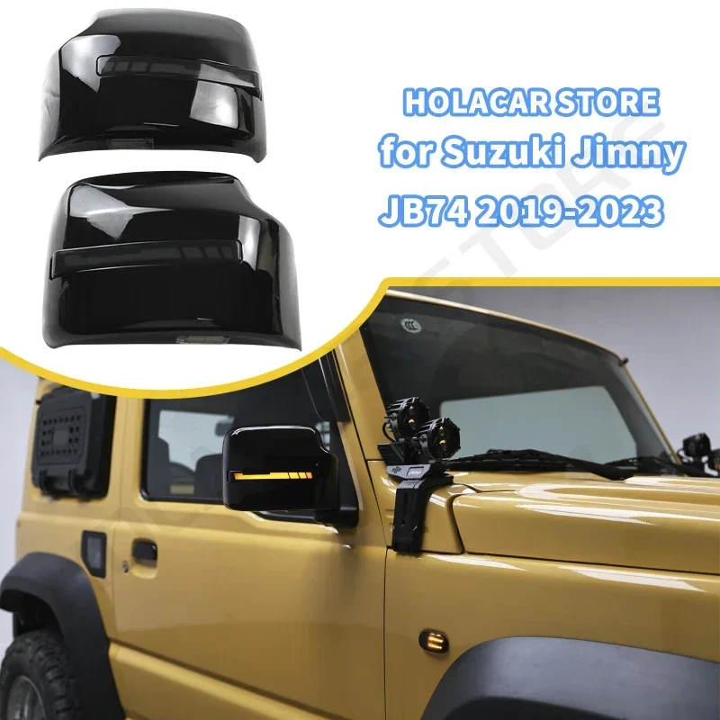 

3 Door Jimny Rear View Mirror Cover With LED Turn Lights Ground light For Suzuki Jimny JB64 JB74 JB64W JB74W Buckle Style