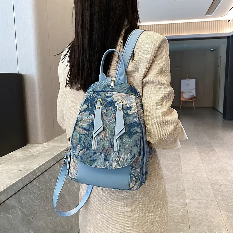 2024 Luxury Designer Women Backpack School Backpacks Bag for Teenage Girls Purses Flower Pattern Female Fashion Shoulder Bags