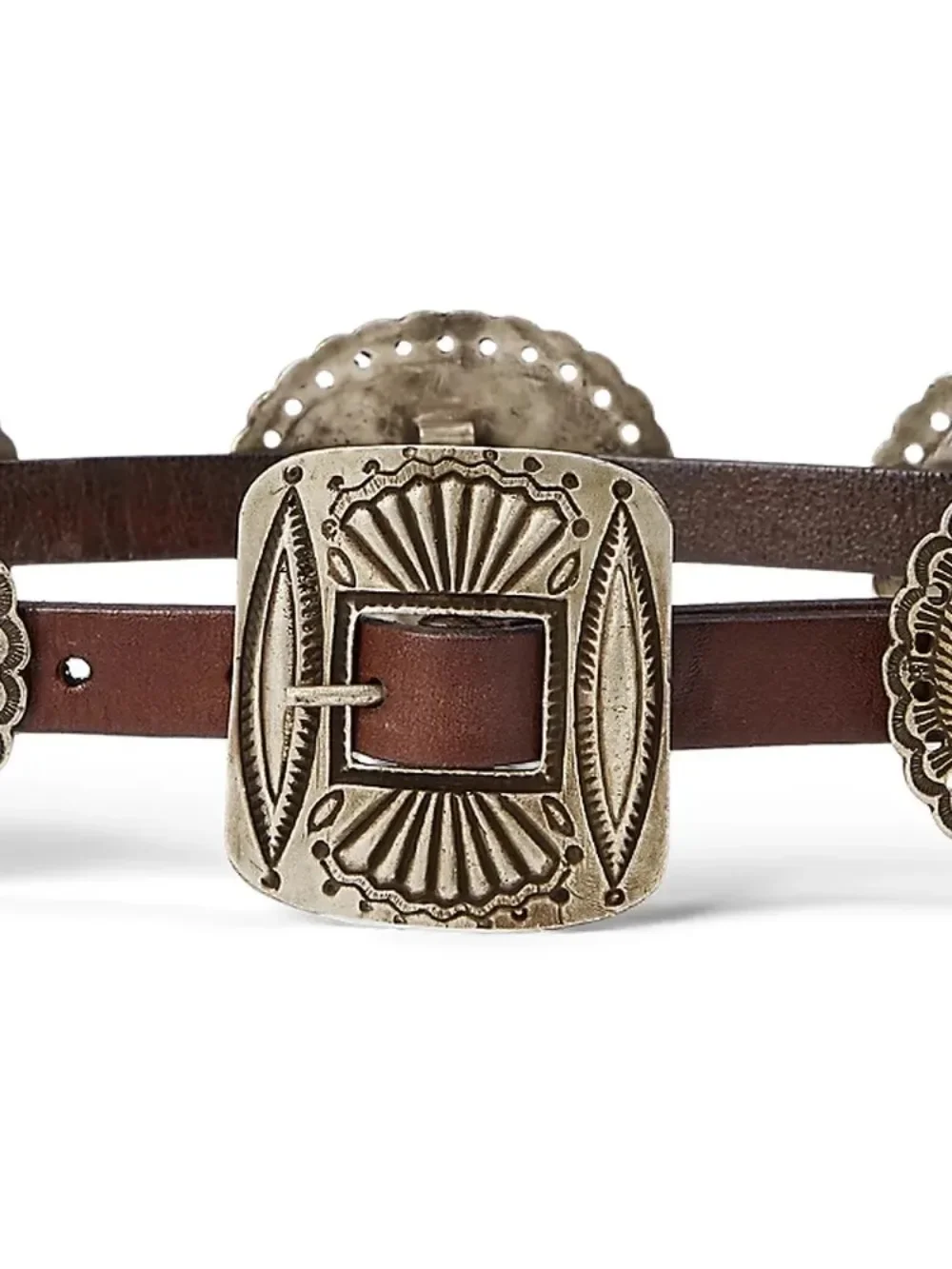 حزام رالف النسائي لورين الكلاسيكي المعدني المزخرف مع تنورة وسترة ومعطف وحزام وحزام خصر عريض وإكسسوار