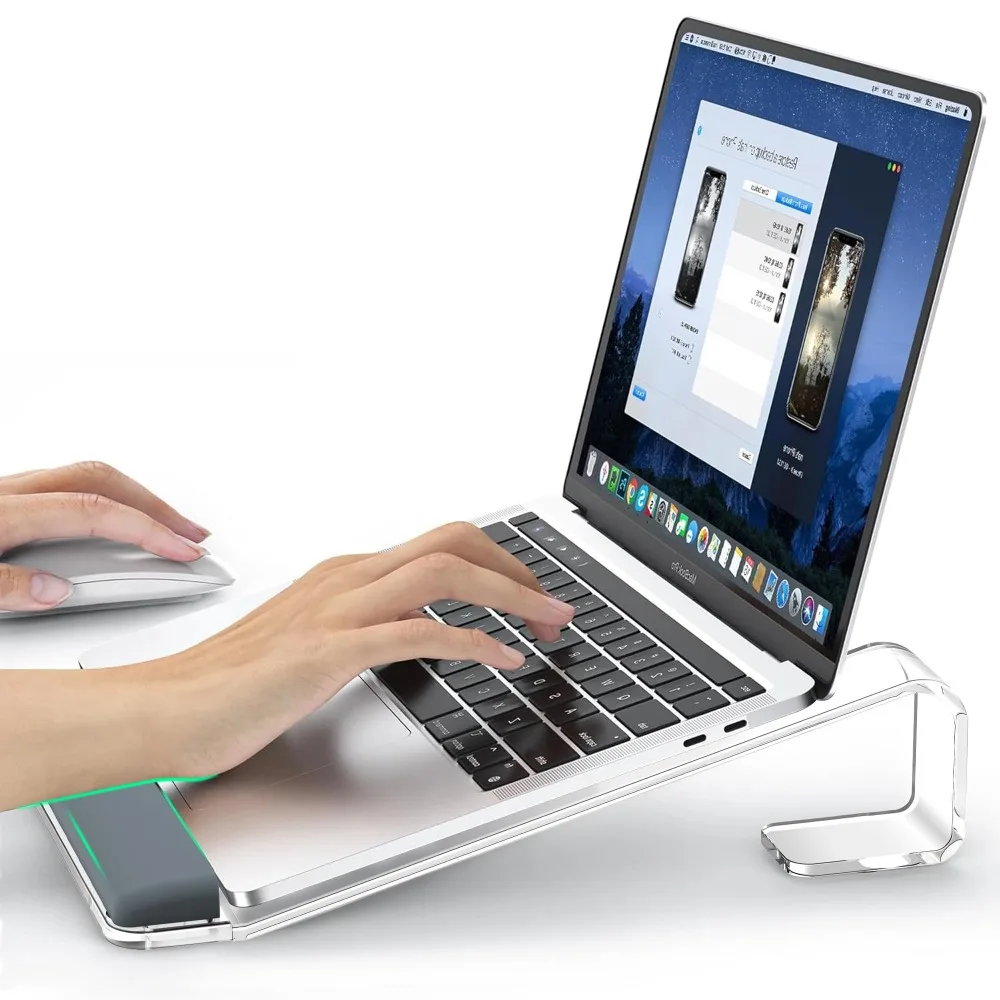 New Acrylic Laptop Stand with Wrist Support Transparent Laptop Cooling Stand Non-slip Detachable Tablet Stand For Typing/Reading