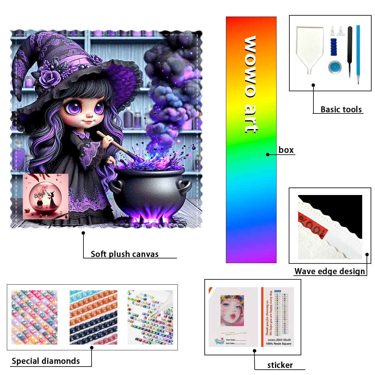 

【Bruji_ Diamond Art】The Purple Witch Crystal AB Rhinestone FD Rhinestone Perfect Resin Diamond