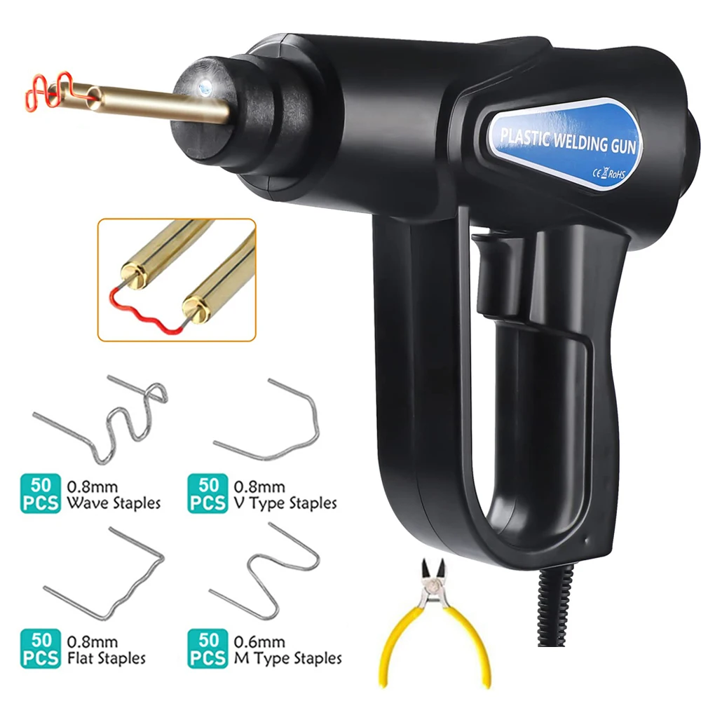 New 70W Hot Stapler PVC Plastic Welder Heat Gun welding machine plastic bumper soldering iron garage tools Car bumper Repair kit