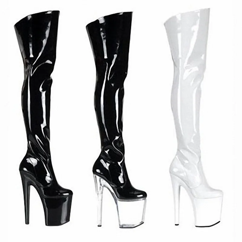 Women's Sandals15  20CM High-heeled Patent Leather Women's Boots Knee-high Heels Nightclub Knee-high Boots  YKC - Image 4