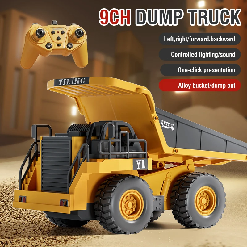 2.4G Alloy RC Excavator Dump Truck Bulldozer Remote Control Multi-Functional Engineering Vehicle Children\'s Toys for Kids Gifts