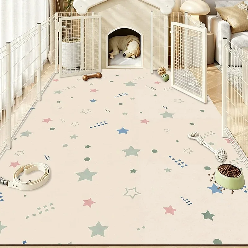 Cartoon Pet Rug Cat Dog Kennel Fence Floor Mat Pvc Leather Mats Waterproof Urine-proof Carpet Scrubable Washable Rugs Tapete 카페트