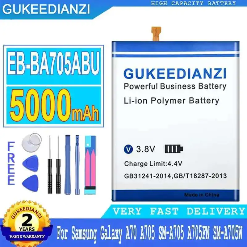 

Запасной аккумулятор GUKEEDIANZI EB-BA705ABU 5000 мАч для SAMSUNG Galaxy A70, A705, SM-A705 A705FN, батареи + Инструменты