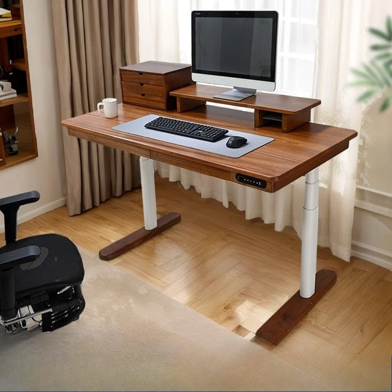 Solid wood lifting computer desk Lifting workbench Standing desk Household electric lifting study