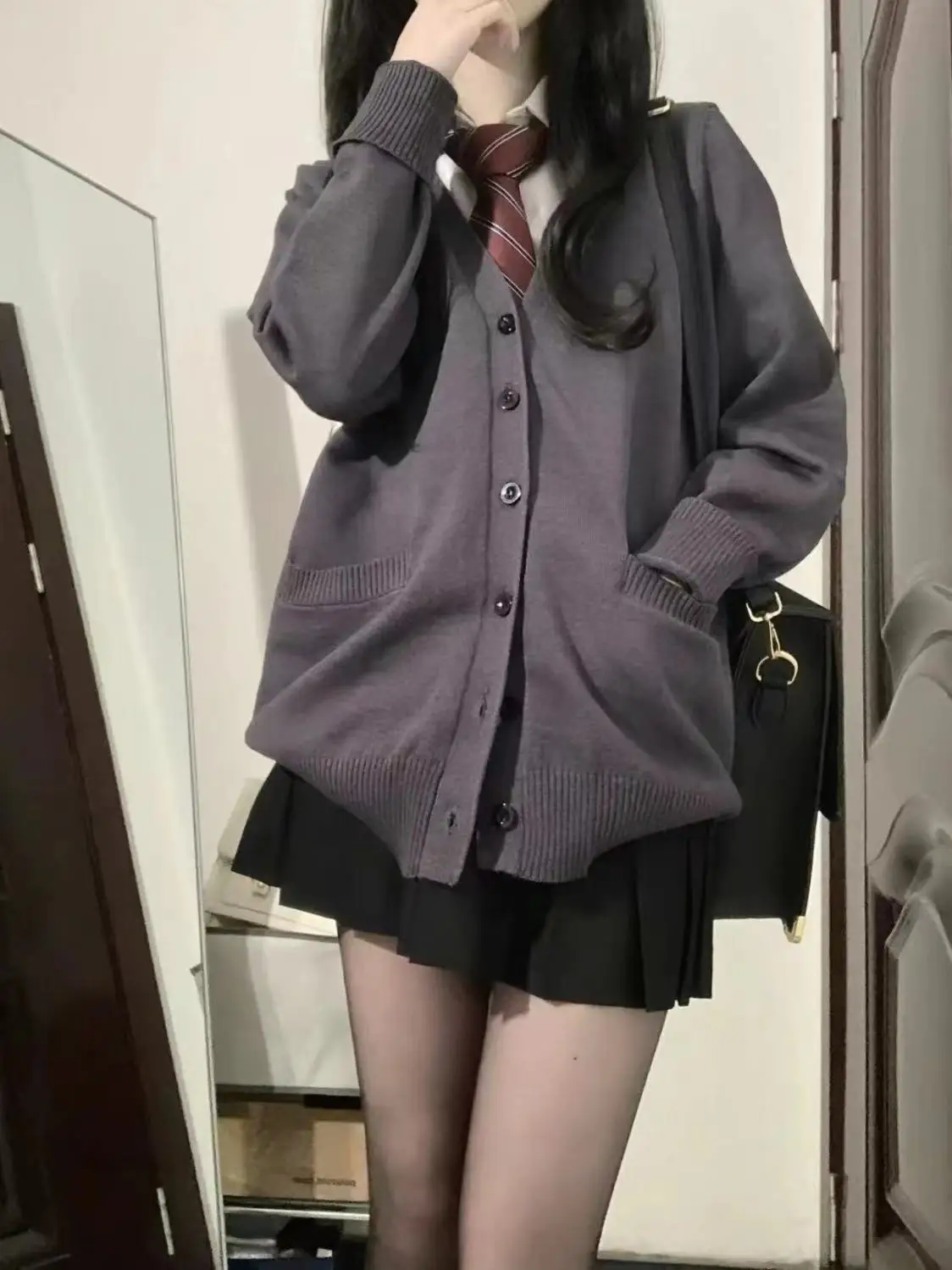 

Женский вязаный свитер Jaet Long Sve Autumn Winter Faion Set JK orm School Sle Button Ne Four Piece Set