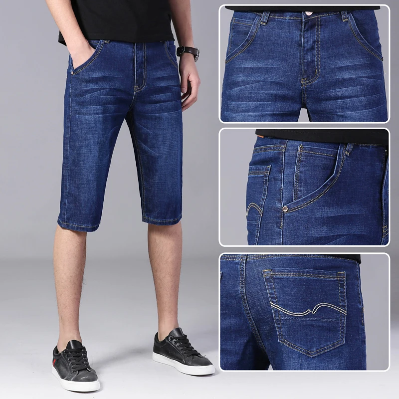 

Летние тонкие джинсовые шорты для мужчин, повседневные, свободного кроя, прямые, больших размеров, легкие, дышащие, модные