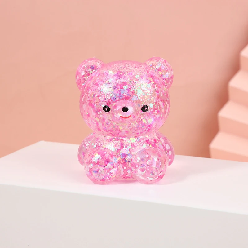 Glitter Gummy Bear Needoh Piccolo animale carino Antistress Splat Decompressioni Vent Spremere Giocattolo Orso Prop