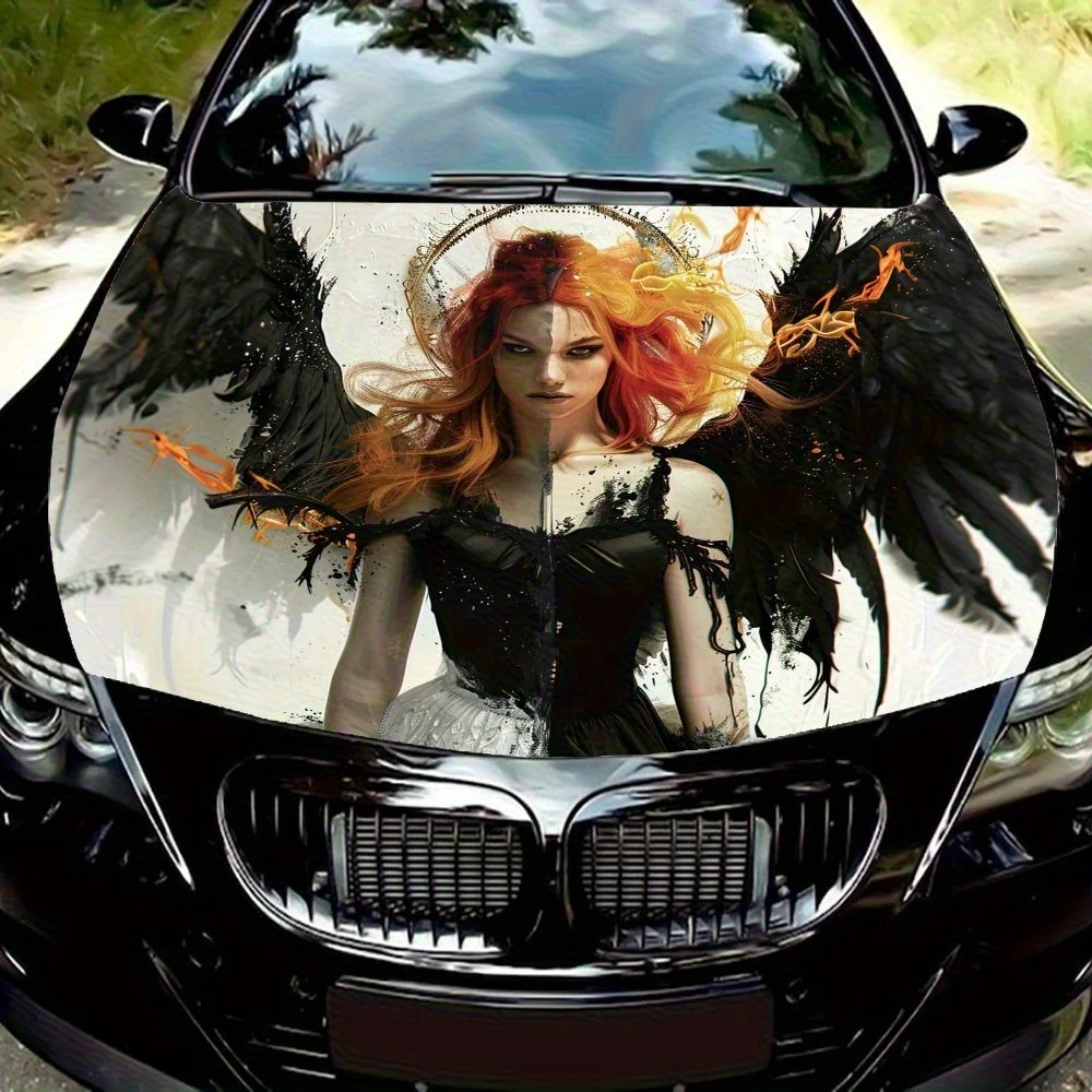 

Angels And Demons Car Hood Sticker - Durable Polyvinyl Chloride (PVC), Custom Car Hood Wrap, Sedan/SUV Hood Decals, Easy To Stic