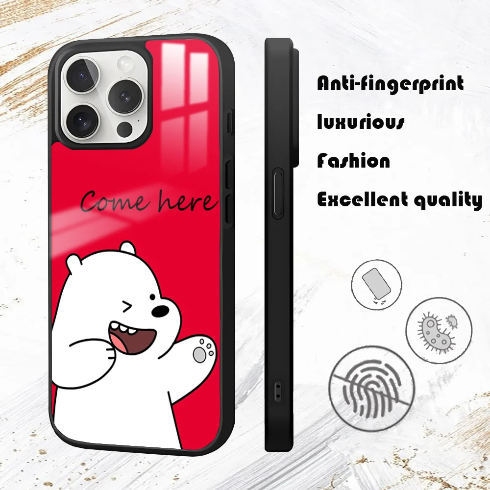 We B- Bare B- bear Phone Case For iPhone 16 15 14 13 12 11 Pro Max Plus Mini PC Mirror Fashion  phone case