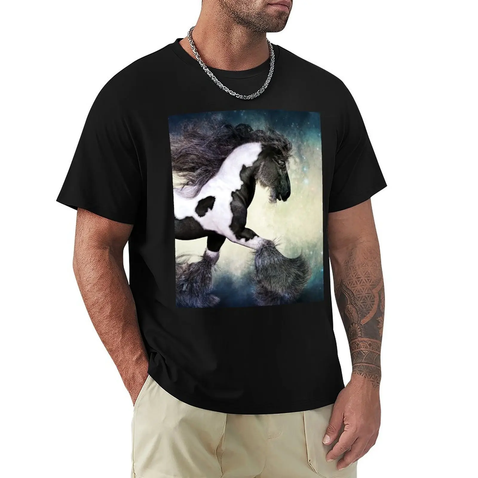 

Gypsy Gold Glitters Vanner Horse T-Shirt All Match Print Short Sleeve Top