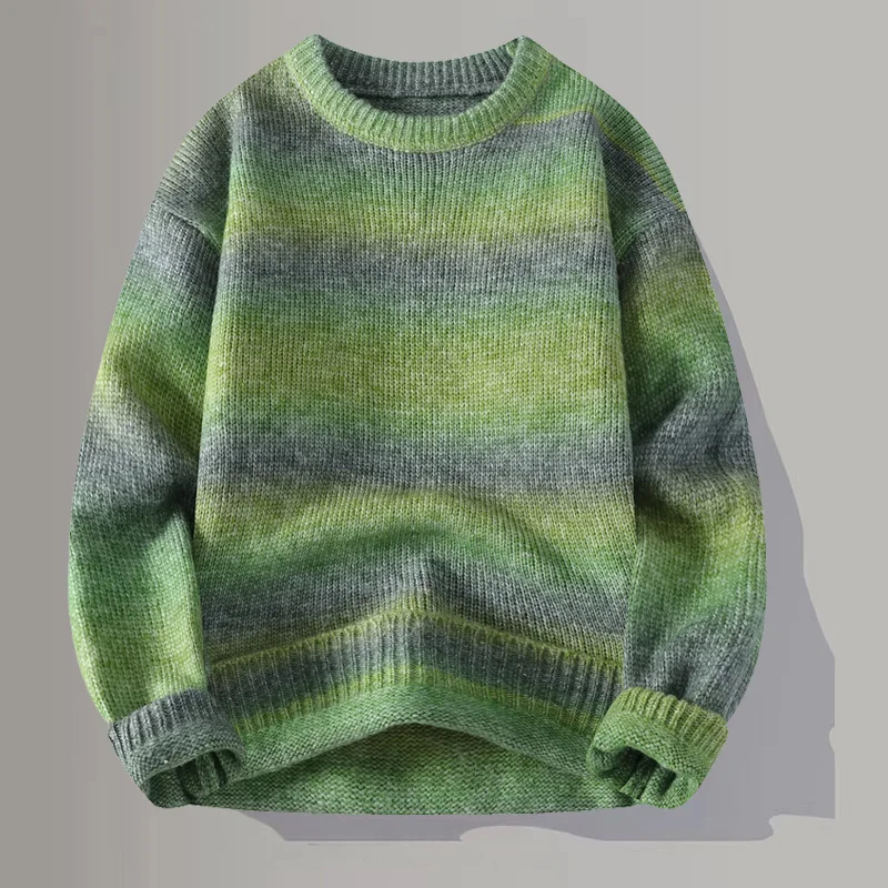 

Новый вязаный свитер с градиентом, зимний высококачественный мужской рождественский свитер в стиле Харадзюку, 2025 г., толстые теплые мужские толстовки