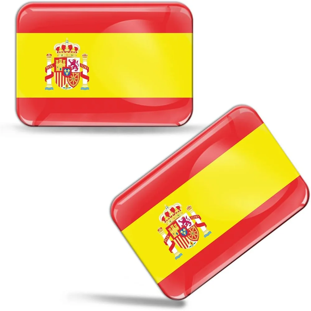 

2x 3D куполообразные силиконовые наклейки, наклейки, национальный испанский флаг Испании, автомобильный мотоциклетный шлем, эмблема автомобиля