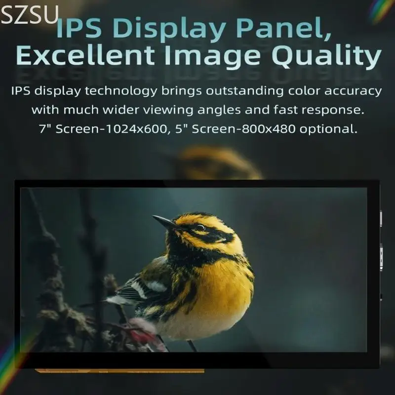 SZSU HDMI5 HDMI7 IPS Tela toque capacitiva 5 polegadas 7 polegadas resolução 1024x600/