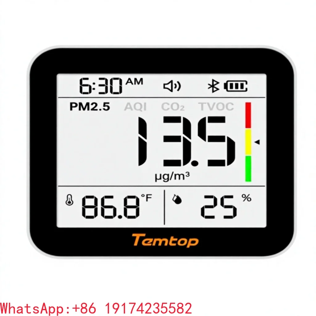 M10+ 6-in-1 CO2 Meter Indoor Air Quality Monitor | PM2.5 TVOC AQI E-Ink Display 60-Day Battery Life App Temp Humidity