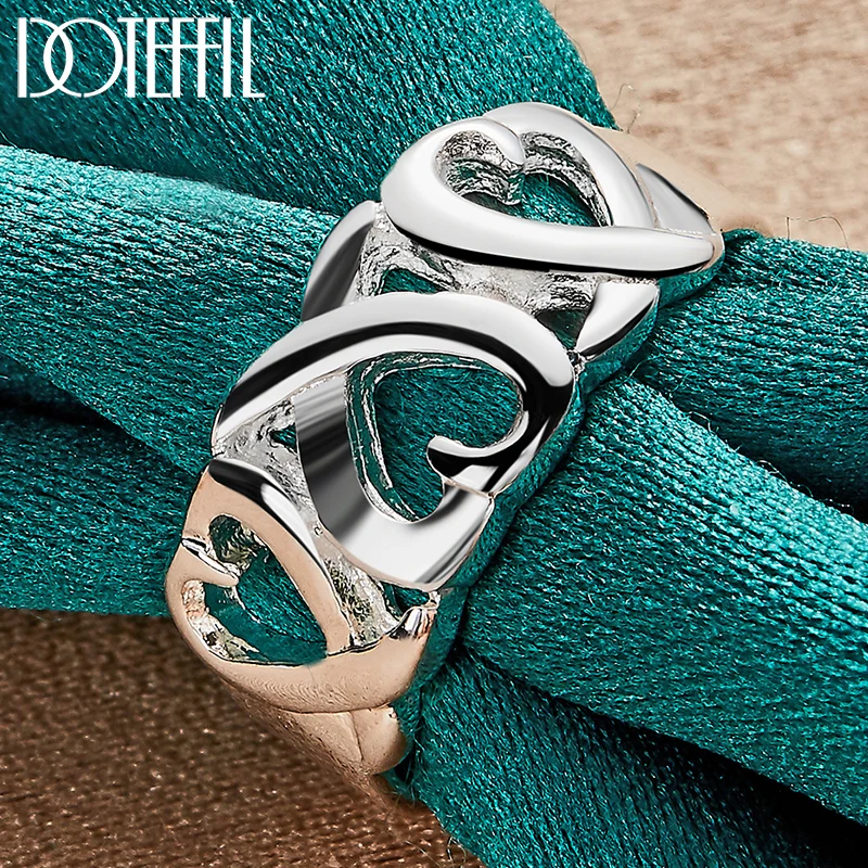 DOTEFFIL 925 Sterling Silver Love Heart Ring Dla Kobiety Ślub Zaręczyny Impreza Moda Urok Biżuteria