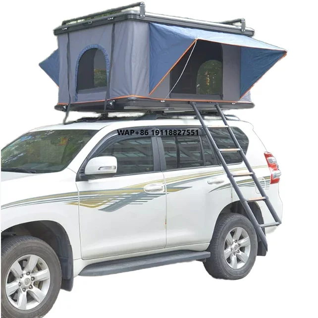 

Diluc Aluminum Shell Pop-Up Rooftop Tent Waterproof Oxford Canvas Straight Bracing 4x4 Off-Road Camping Car Tent for 4 Ladder