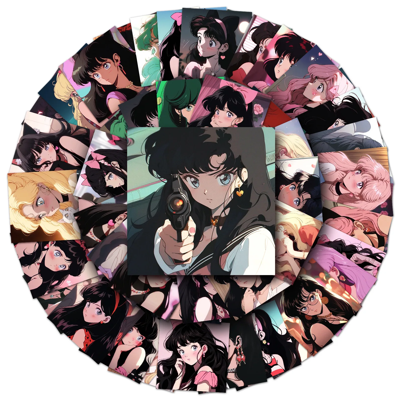 

10/30/50PCS Anime Girls' Avatar Doodle Personality Cartoon Creative Decorative Skateboard Helmet Water Cup Waterproof Decal