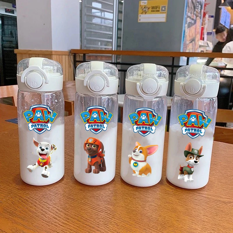 PAW Patrol 400/600mL Ryder Marshall Transparent Plastic Straw Water Cup Portable Outdoor Travel Printed Drinking Sports Bottle