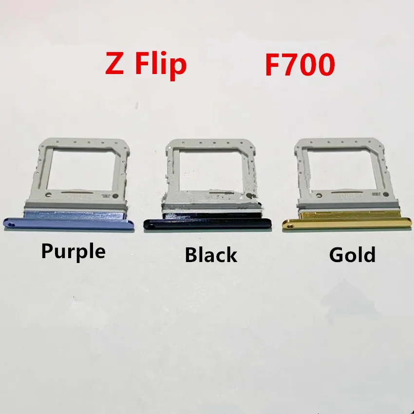 Flip SIM Card Slots For Samsung Galaxy Z Flip F700 SIM Tray Adapters Socket Holder Replace Phone Housing Repair Parts