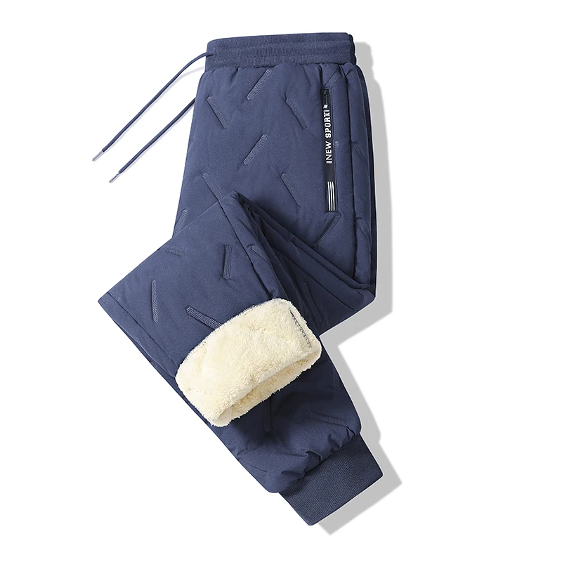 Neue Fleece Warme Winter-Herrenhose Lässige Verdickte Jogginghose für Männer Thermisch Gepolsterte Hose Schwarze Sweatpants für Männer Wasserdicht – Detail 3