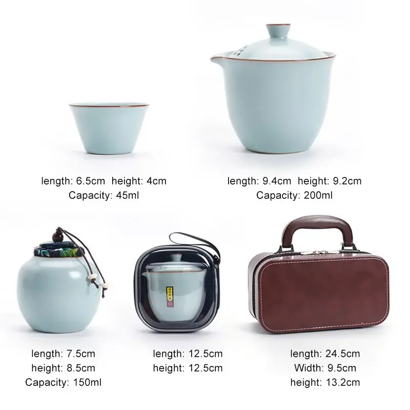 Traveling Tea Set Ceramics Teapot Teacup Celeste Ruyao Kung Fu Tea Gift Set Portable Covered Bowl Tea Infuser Festival Gift Set