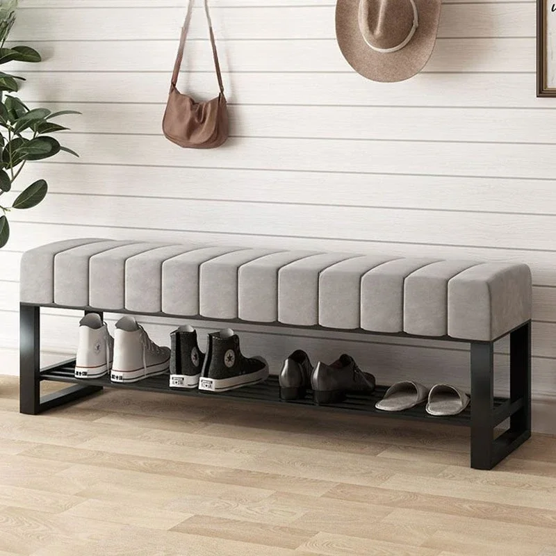 Nordic Shoe Changing Stools Modern Home Furniture Door Bench Living Room Sofa Ottomans Simple Bed End Stool Flannel Shoe Cabinet