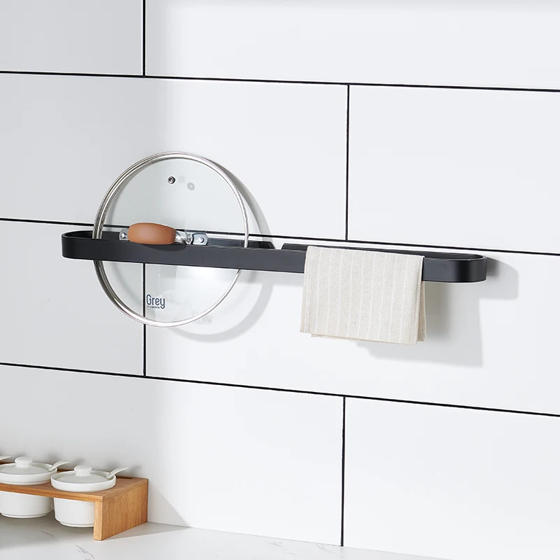 Towel Rack Punch-free Bathroom Wall-mounted Toilet Space Aluminum Single Pole Towel Ring Storage Rack Bathroom Storage Rack