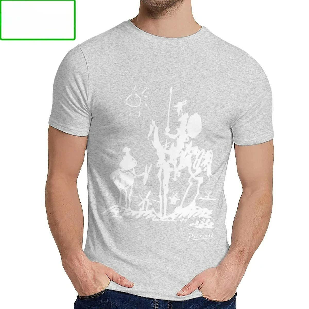 جديد القطن بيكاسو الفن اللوحة الطباعة تي شيرت رجالي دون كيشوت فارس تي شيرت المرأة الشارع الشهير جميلة الكلاسيكية طاقم الرقبة #2