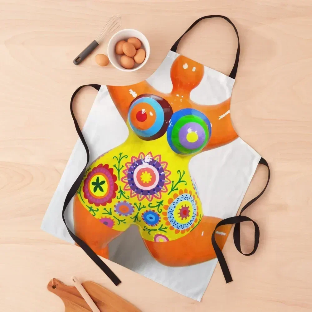 

Orange Nana Biriney - tribute to Niki de Saint Phalle Apron Customizable Woman Kitchen work gowns for women cleaning Apron