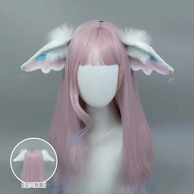 

Sweet Angel Sheep Ears Hair Hoop Fluffy Faux Fur Simulation Headband for Lolita Dress Up Cosplay Props