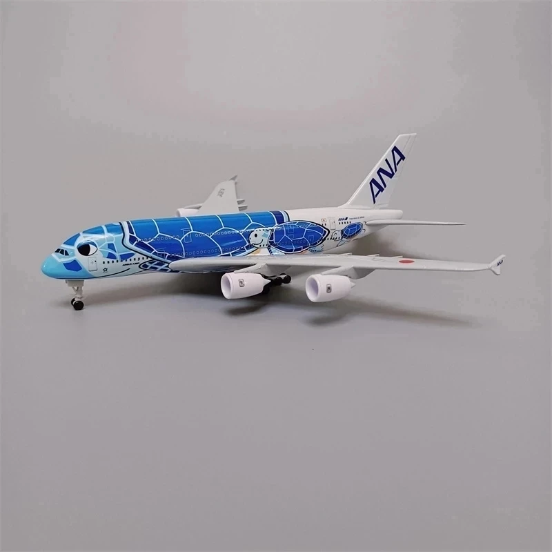 20cm Alloy Metal Japan ANA Airbus A380 Cartoon Sea Turtle Airlines Diecast Airplane Model Plane Aircraft Green Orange Blue