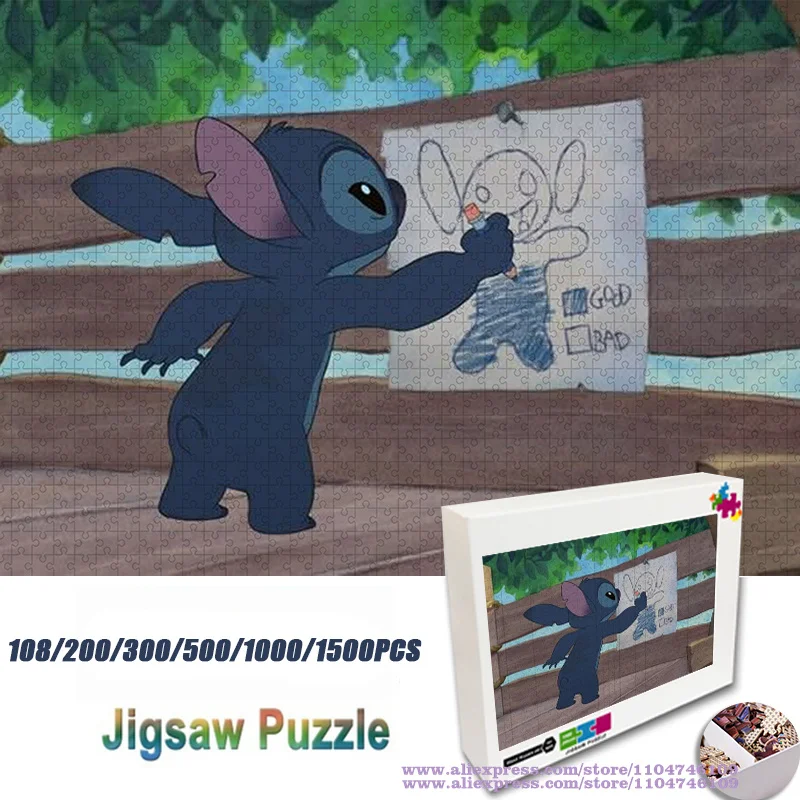 

Anime Lilo & Stitch Puzzle Jigsaw 108/200/300/500/1000/1500Pcs Intelligence Puzzles for Kids & Adults Christmas/birthday Gifts