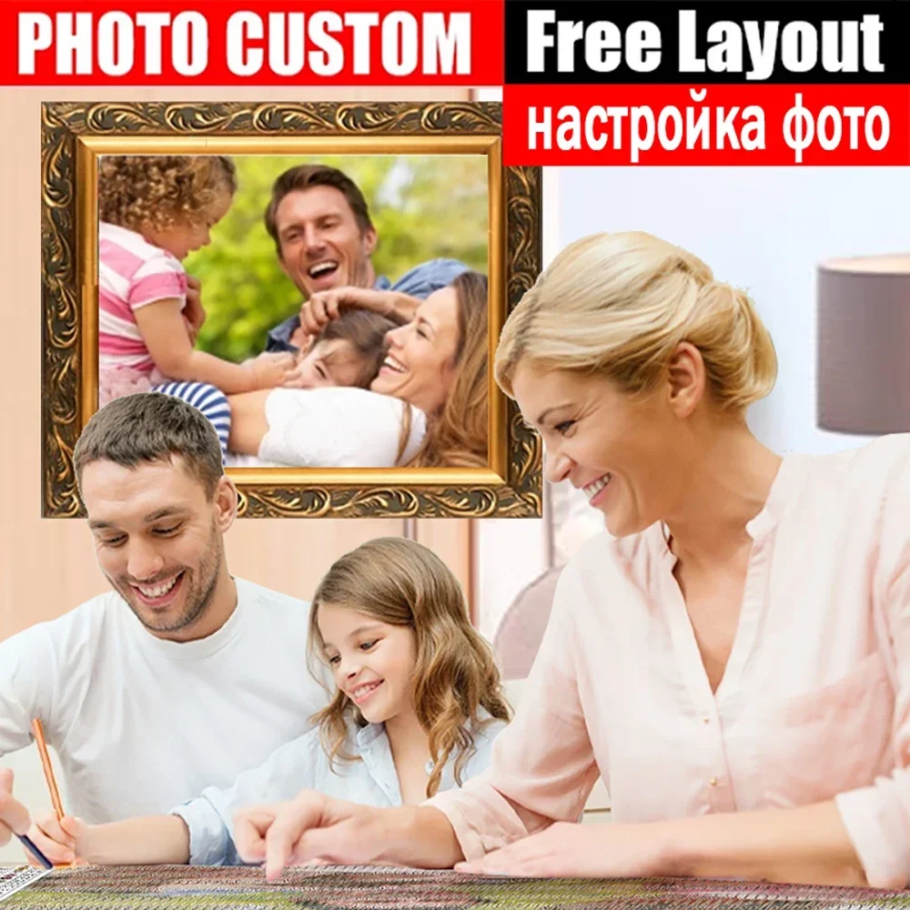 5D fai da te foto diamante personalizzato ricamo pieno di cristallo pittura diamante punto croce mosaico di diamanti Set per i genitori regalo di