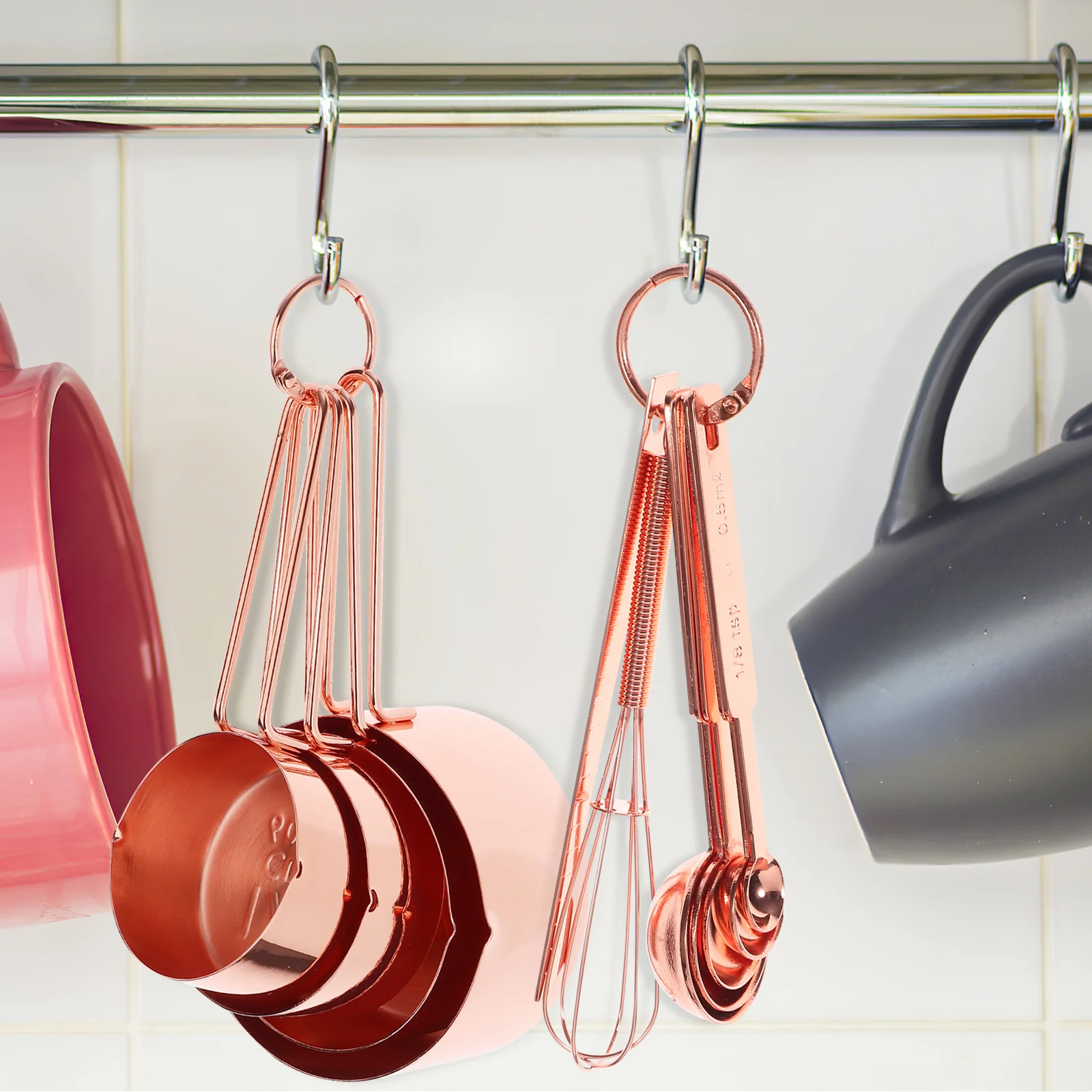 

Measuring Cups and Spoons Set 430 Stainless Steel Baking Measuring Tools for Kitchen Cooking Liquid Flour Seasoning Accurate