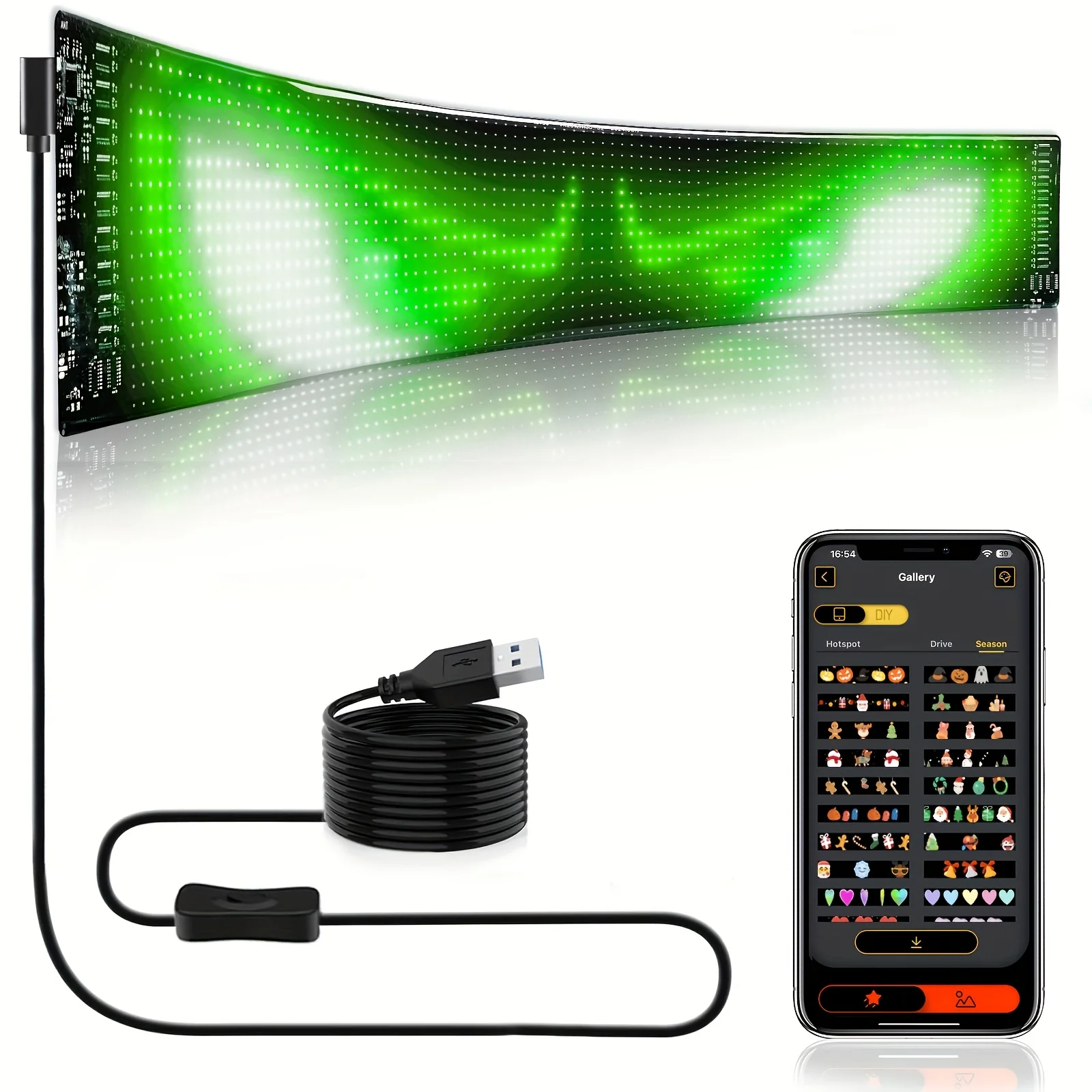 Intelligent Lighting LED Light Signs, Devil's Eye Car LED Lights, Rolling Bright Advertising Screens, Flexible Digital Matrix