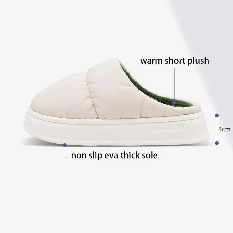 Weiche, dicke, wasserdichte Hausschuhe für Herren, Winter 2026, warme Plüsch-Innenschuhe, Übergröße 47, Paar-Baumwoll-Hausschuhe. – Detail 8