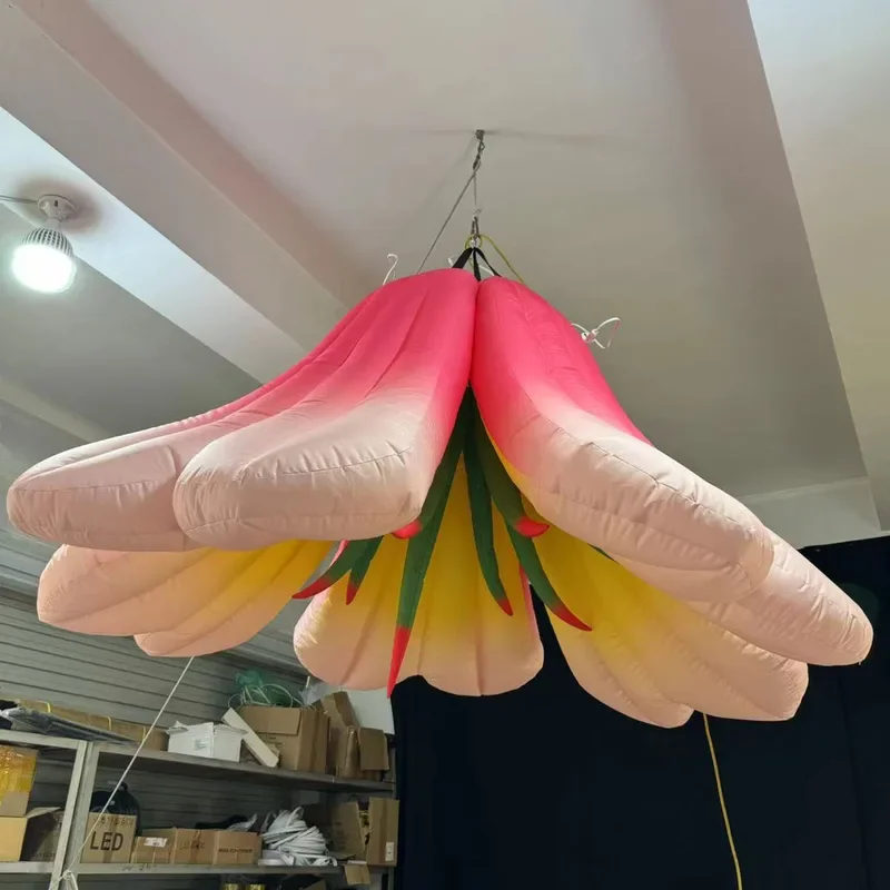 

LED Pink Inflatable Lily Flower Decor Indoor for Party/Wedding/Stage/Concert/Bar Ceiling decoration
