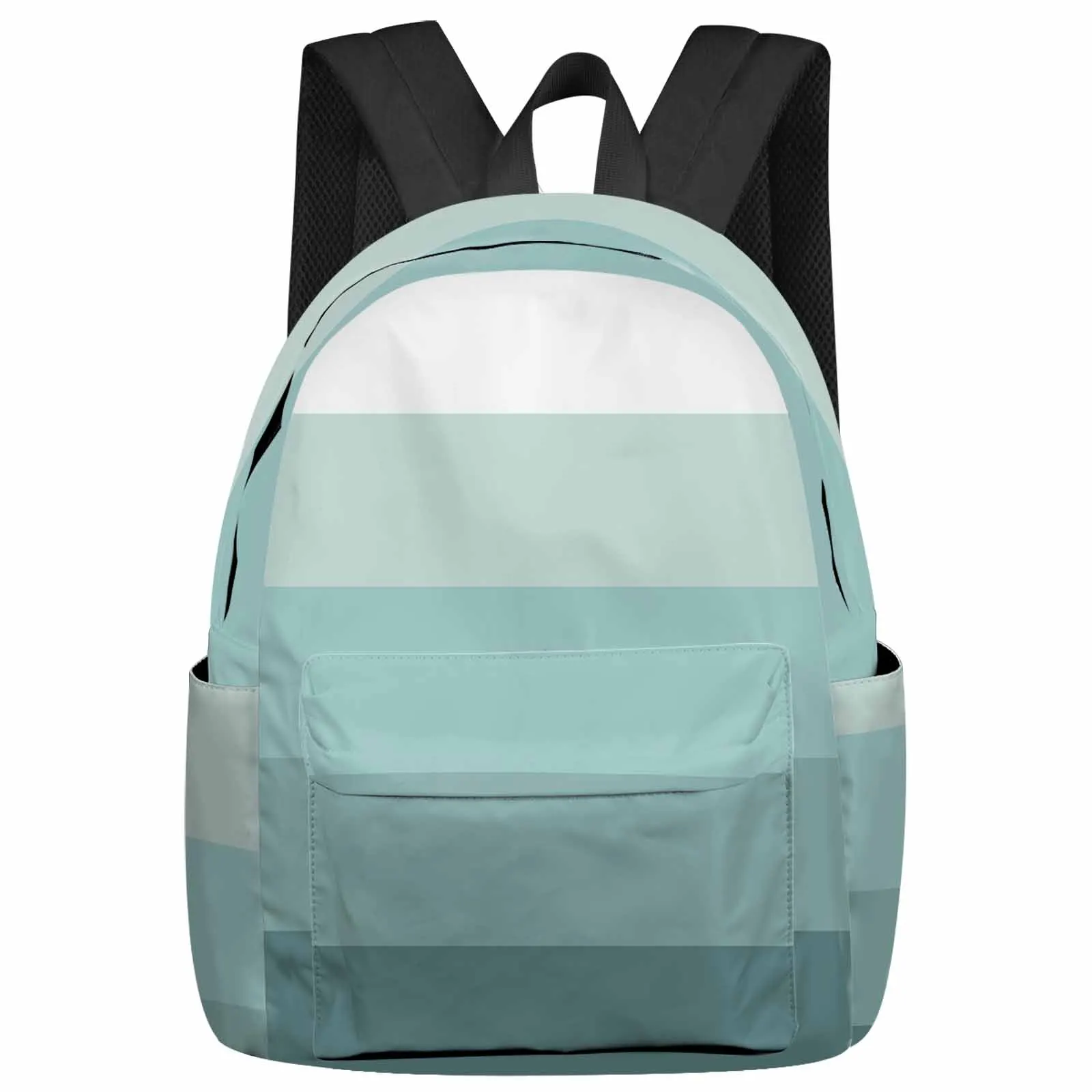 Stripes Gradient Teal Backpack School Bags for Teenagers Students Laptop Bag Women's Casual Travel Backpack